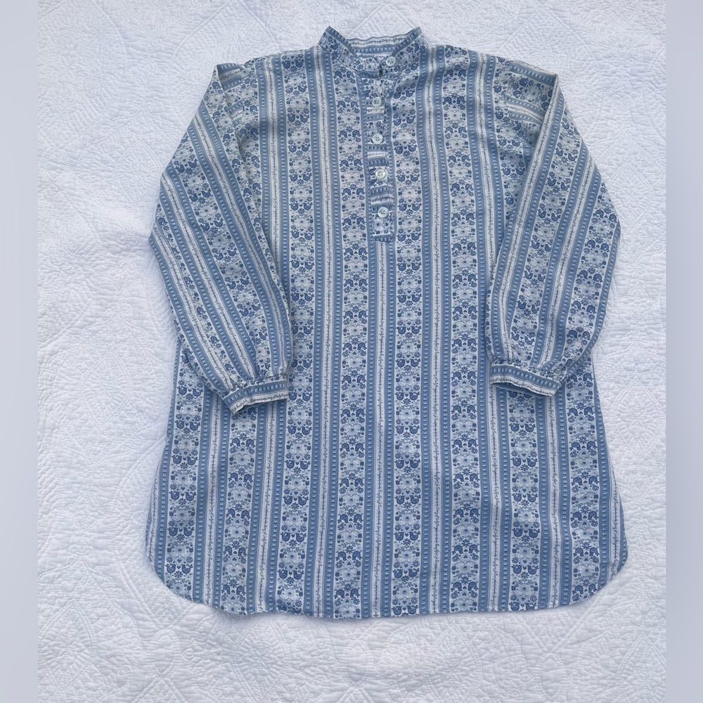 Lanz of Salzburg Women’s S/M Vintage Nightgown Sleep Dress Blue Small Medium